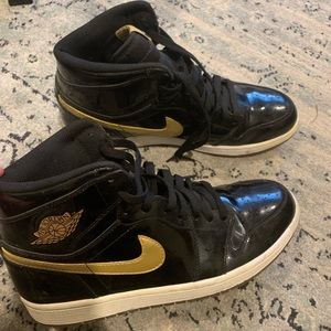 Rare gold and black patent leather Jordans